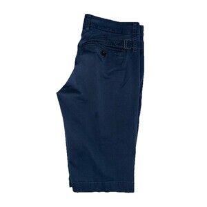 Vince Blue Bermuda Shorts Size 2 Adjustable Buckle Waist Cotton Stretch Blend